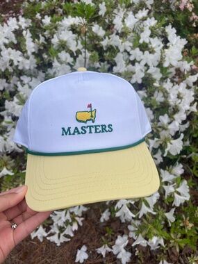 Masters White and Yellow Golf Cap with Green Trim